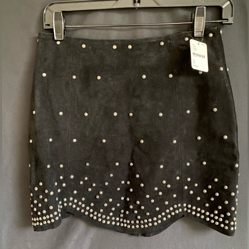 Free People black suede studded skirt